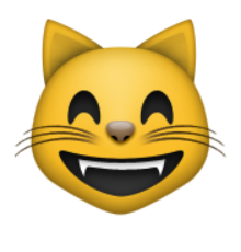 Emoji Katze grinst mit Eckzähnen